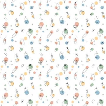 Vegetables seamless pattern. Vegetarian healthy bio food background, Vegan or Stock Illustration