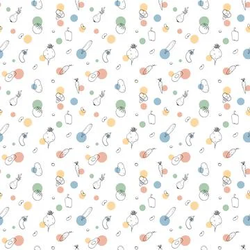 Vegetables seamless pattern. Vegetarian healthy bio food background, Vegan or Illustrazione stock