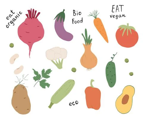 Vegetables seamless pattern. Vegetarian healthy bio food background, Vegan or Stockillustratie