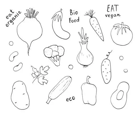 Vegetables seamless pattern. Vegetarian healthy bio food background, Vegan or 스톡 일러스트