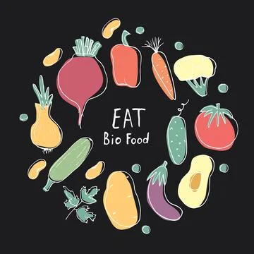 Vegetables seamless pattern. Vegetarian healthy bio food background, Vegan or Illustrazione stock