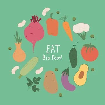 Vegetables seamless pattern. Vegetarian healthy bio food background, Vegan or 스톡 일러스트