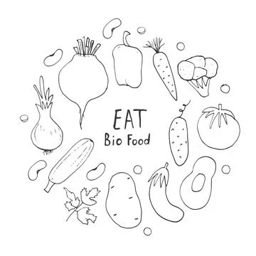 Vegetables seamless pattern. Vegetarian healthy bio food background, Vegan or Illustrazione stock