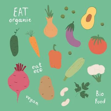 Vegetables seamless pattern. Vegetarian healthy bio food background, Vegan or Stock Illustration