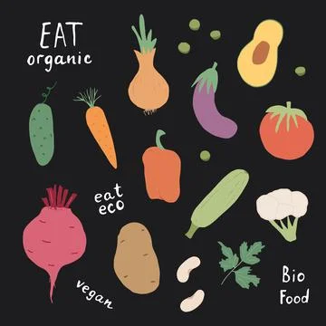 Vegetables seamless pattern. Vegetarian healthy bio food background, Vegan or Illustrazione stock
