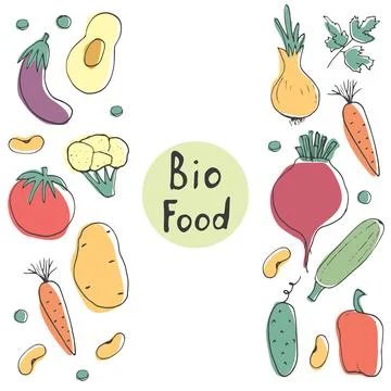 Vegetables seamless pattern. Vegetarian healthy bio food background, Vegan or 스톡 일러스트