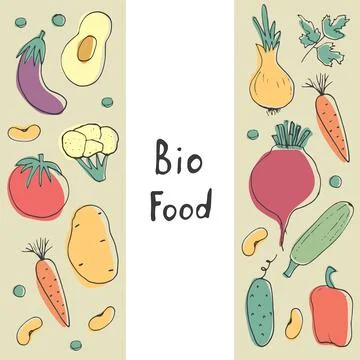 Vegetables seamless pattern. Vegetarian healthy bio food background, Vegan or 스톡 일러스트