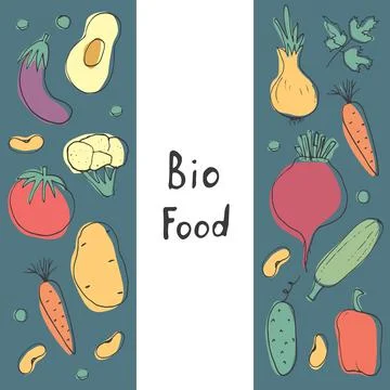 Vegetables seamless pattern. Vegetarian healthy bio food background, Vegan or 스톡 일러스트