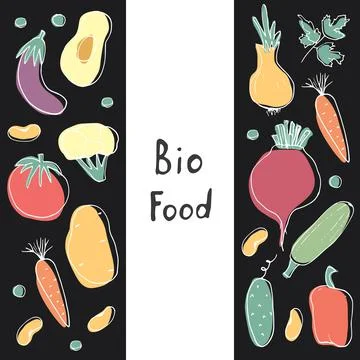 Vegetables seamless pattern. Vegetarian healthy bio food background, Vegan or 스톡 일러스트