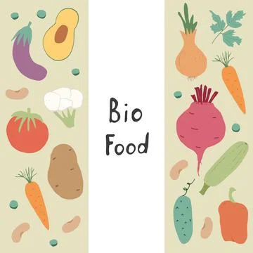 Vegetables seamless pattern. Vegetarian healthy bio food background, Vegan or Stock Illustration