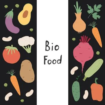 Vegetables seamless pattern. Vegetarian healthy bio food background, Vegan or Stock Illustration