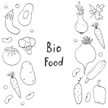 Vegetables seamless pattern. Vegetarian healthy bio food background, Vegan or Stock Illustration