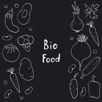 Vegetables seamless pattern. Vegetarian healthy bio food background, Vegan or Stock Illustration