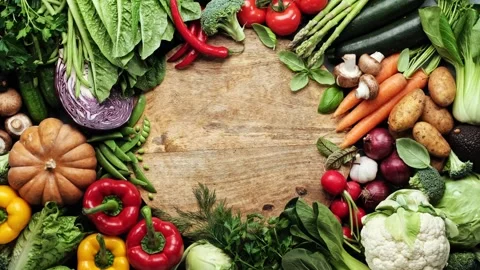 Vegetables set and space for a text or a product. Vegetables backdrop Stock Footage 271404946