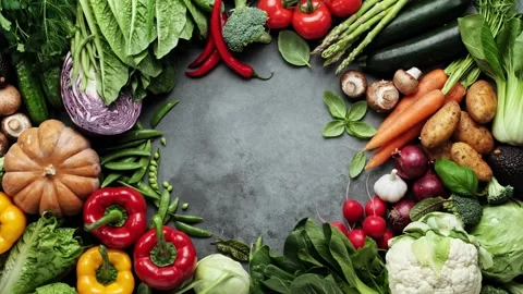 Vegetables set and space for a text or a product. Vegetables backdrop Stock Footage 271405021