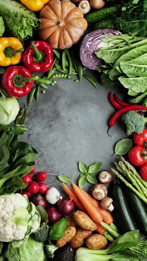 Vegetables set and space for a text or a product. Vegetables background Stock Footage 272254484