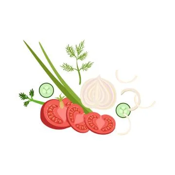 Vegetables Set Of Pizza Ingredients Stock Illustration