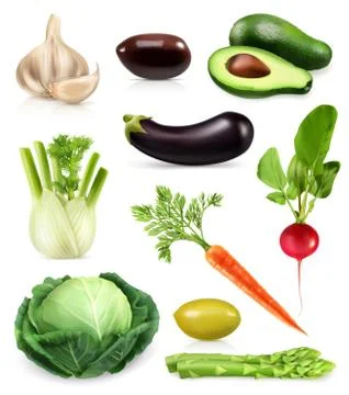 Vegetables, set of vector icons Illustrazione stock