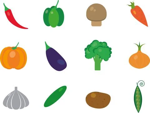 Vegetables Set Vector Icons Stock Illustration
