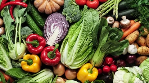 Vegetables set. Vegetables backdrop. Variety of fresh vegetables Stock Footage 271405077