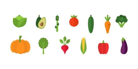 Vegetables set on white background. Fresh organic vegetables. Set of natural  Stock Illustration