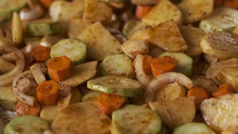 Vegetables on a sheet pan Video stock 201927382