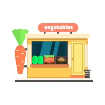 Vegetables Shop Front. Vector Illustration Stock Illustration