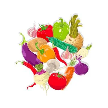Vegetables sketch Stock Illustration
