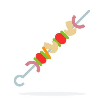Vegetables on a skewer for a barbecue vector flat isolated Stock Illustration