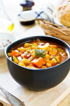 Vegetables soup with chickpea Stock Photos