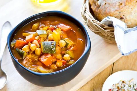 Vegetables soup with chickpea Stock Photos