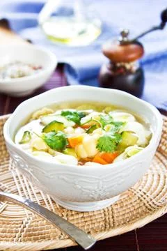 Vegetables soup with pasta Stock Photos