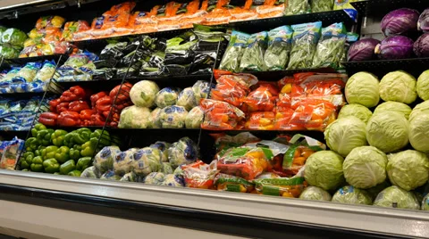 Vegetables Stand at Store. HD Video stock 38266906