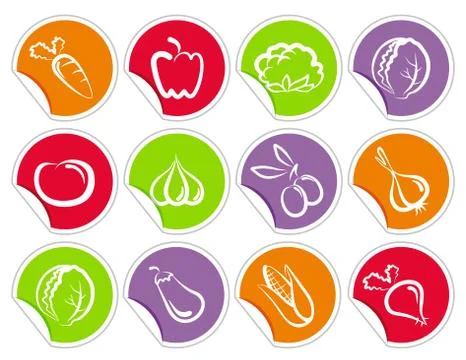 Vegetables stickers Stock Illustration