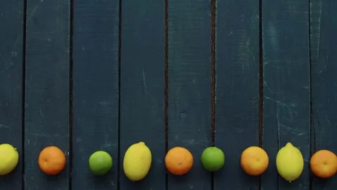 Vegetables Stop Motion Animation Featuring Fresh Citrus Fruits on Wood 库存影片 331101378