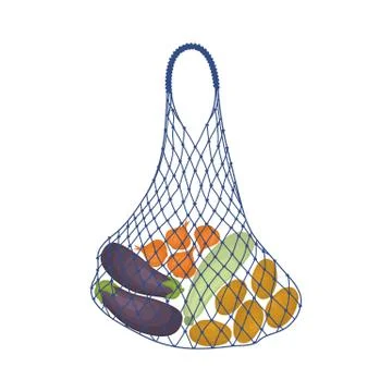 Vegetables in a string bag Stock Illustration