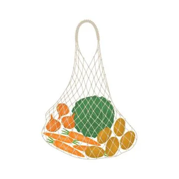 Vegetables in a string bag Stock Illustration