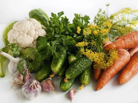 Vegetables of the summer harvest on the table Stock Photos
