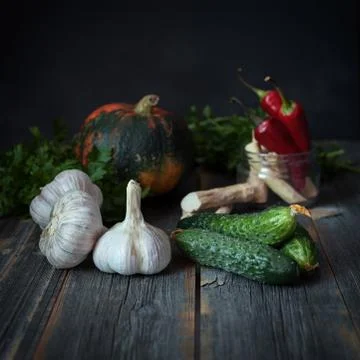 Vegetables on a surface from old boards Стоковые фото