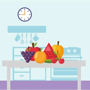 Vegetables in the table kitchen Stock Illustration
