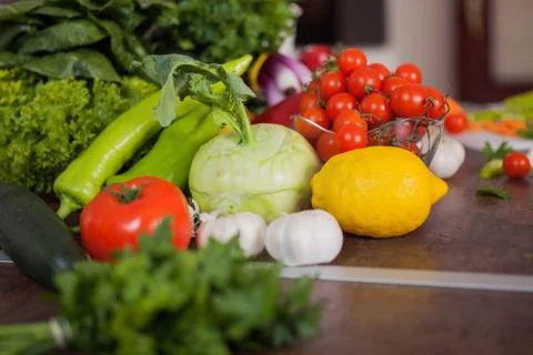 Vegetables on table Stock Photos