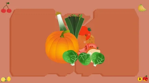 Vegetables  - Vector Graphics - Food Animation - board Stock Footage 61307142