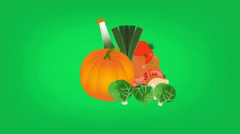 Vegetables  - Vector Graphics - Food Animation - green Stock Footage 61307145