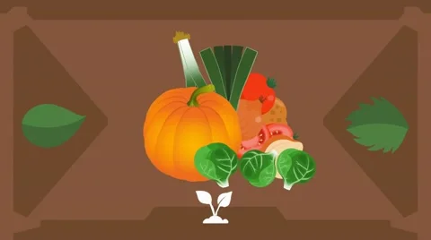 Vegetables  - Vector Graphics - Food Animation - brown Stock Footage 61307146