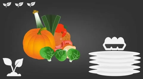 Vegetables  - Vector Graphics - Food Animation - grey Stock Footage 61307150