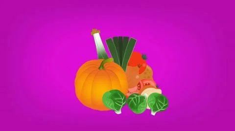 Vegetables  - Vector Graphics - Food Animation - hard pink Stock Footage 61307151