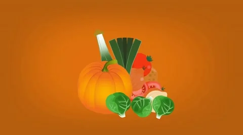 Vegetables  - Vector Graphics - Food Animation - orange Stock Footage 61307174