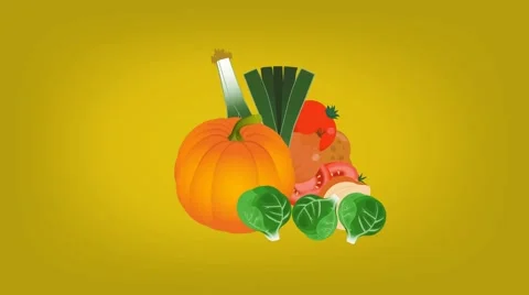 Vegetables  - Vector Graphics - Food Animation - yellow Stock Footage 61307185