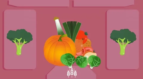 Vegetables  - Vector Graphics - Food Animation - pink Stock Footage 61307186