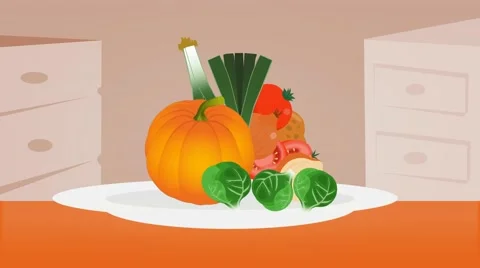 Vegetables  - Vector Graphics - Food Animation - plate Stock Footage 61307187